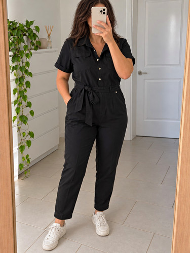 Damen overall jumpsuit schwarz - jumpsuit,