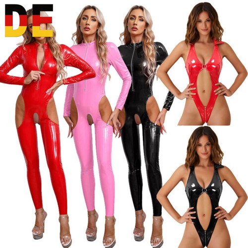 Damen wetlook catsuit - damen, lack