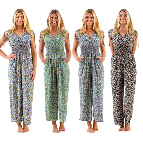 Damen jumpsuit blumen - jumpsuit, sommer