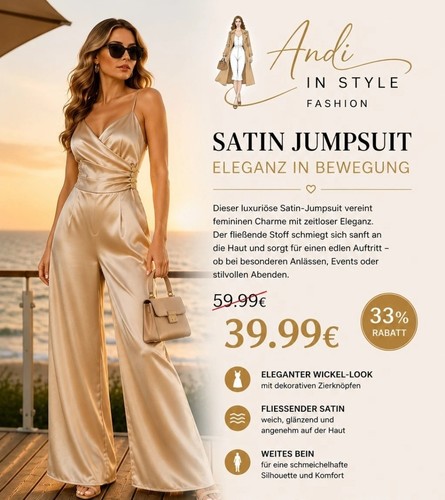 Satin jumpsuit damen - jumpsuit, elegant